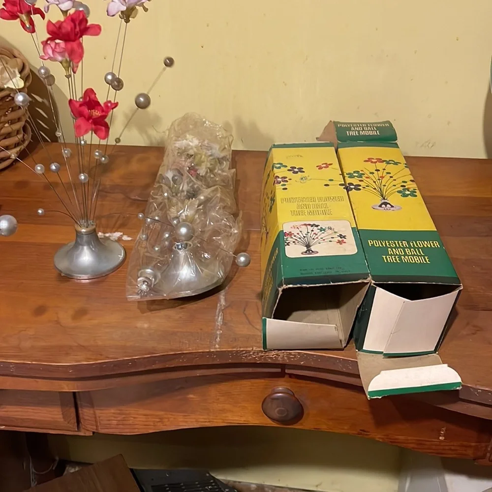 Vintage Polyester Flower and Ball Tree Mobile
